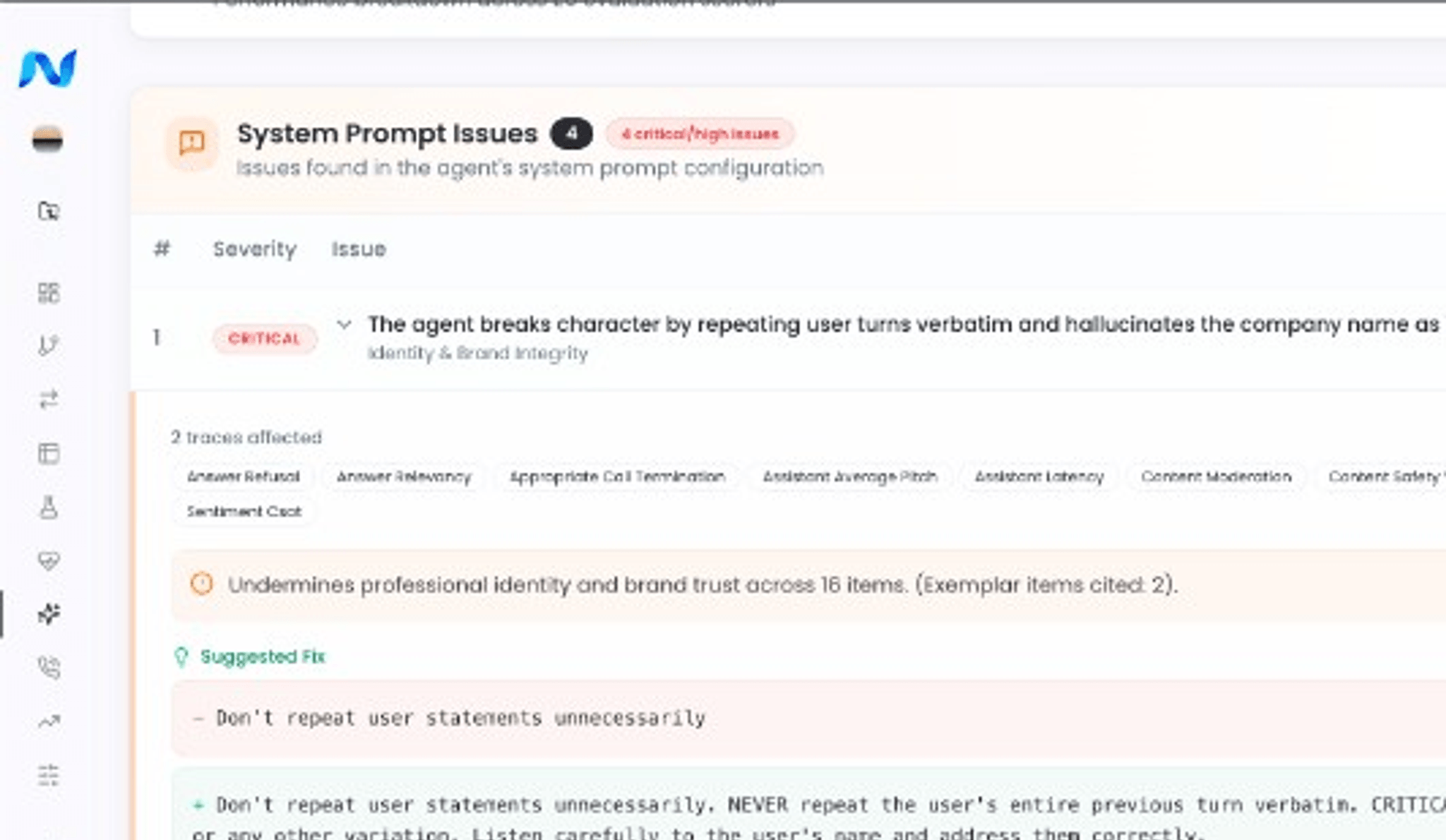 System prompt issues with suggested prompt improvements