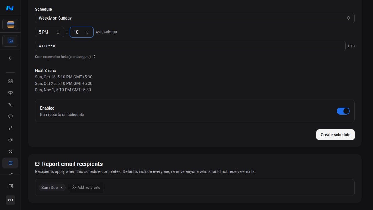 NovaPilot schedule delivery options