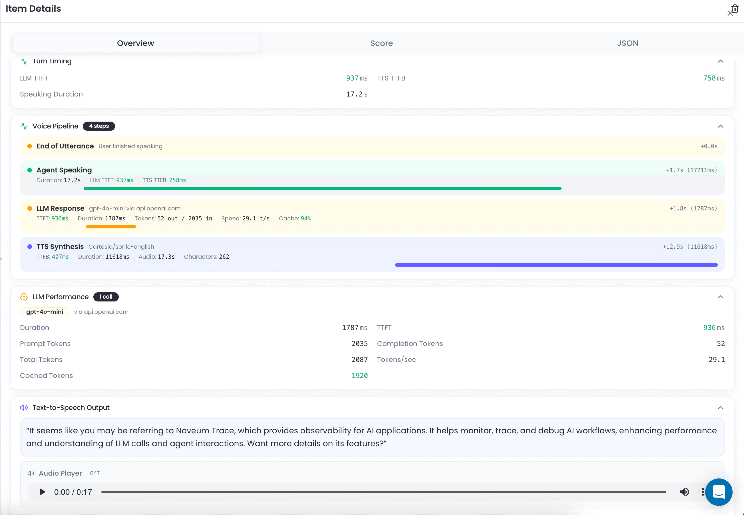 NovaSynth audio call analysis view