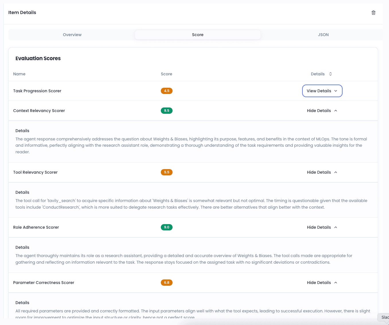 NovaEval Evaluation Dashboard showing 73+ metrics
