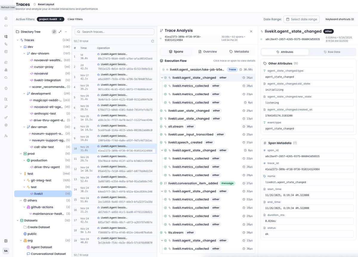 Noveum.ai Trace Detail View
